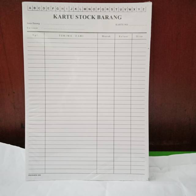 Kartu Stock Barang Folio Putih Kartu Stok