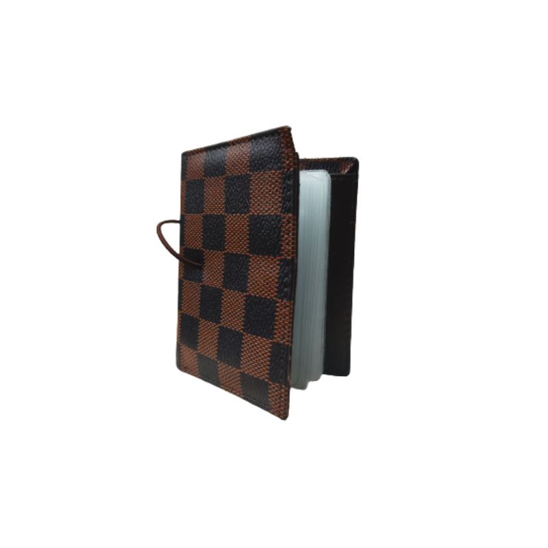 Dompet Kartu 18 Slot dan Uang Motif Damier Kotak dengan karet pengaman