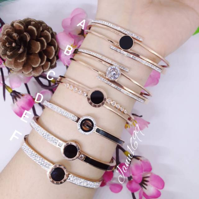 Gelang new model simple korea titanium asli rosegold GBT-45