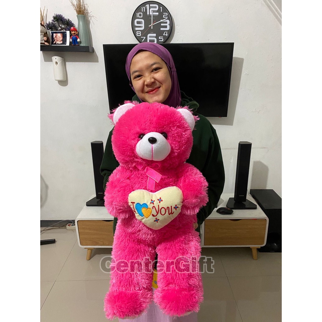 Boneka Teddy Bear Love L Bulu Lasfur T60CM