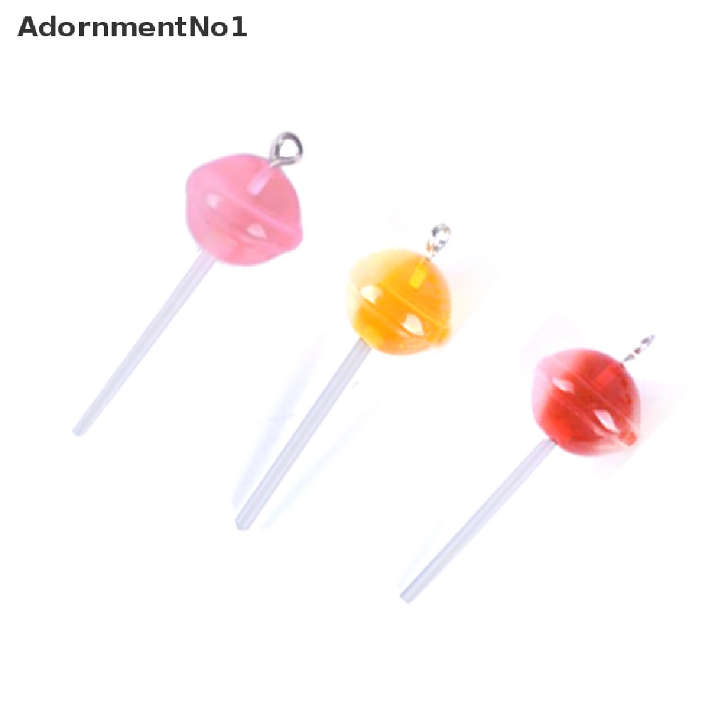 (AdornmentNo1) 10pcs / Set Liontin Bentuk Lollipop Bahan Resin Transparan Untuk Kerajinan Tangan DIY Charms