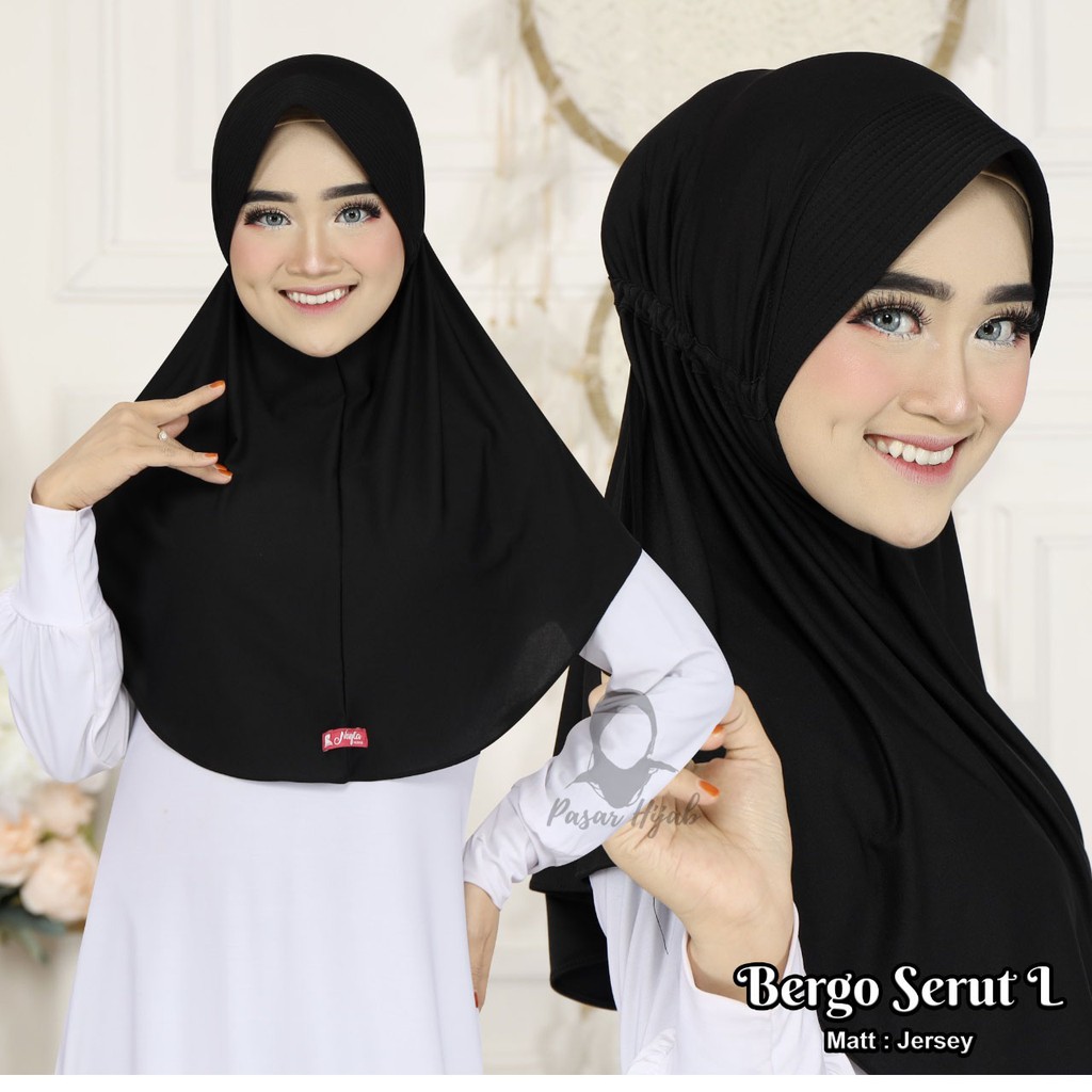 Jilbab Instan Bergo Serut Size L Hijab Instan Jersey Premium Ori Nayla Hija'b Kerudung Bergo Pasar Hija'b