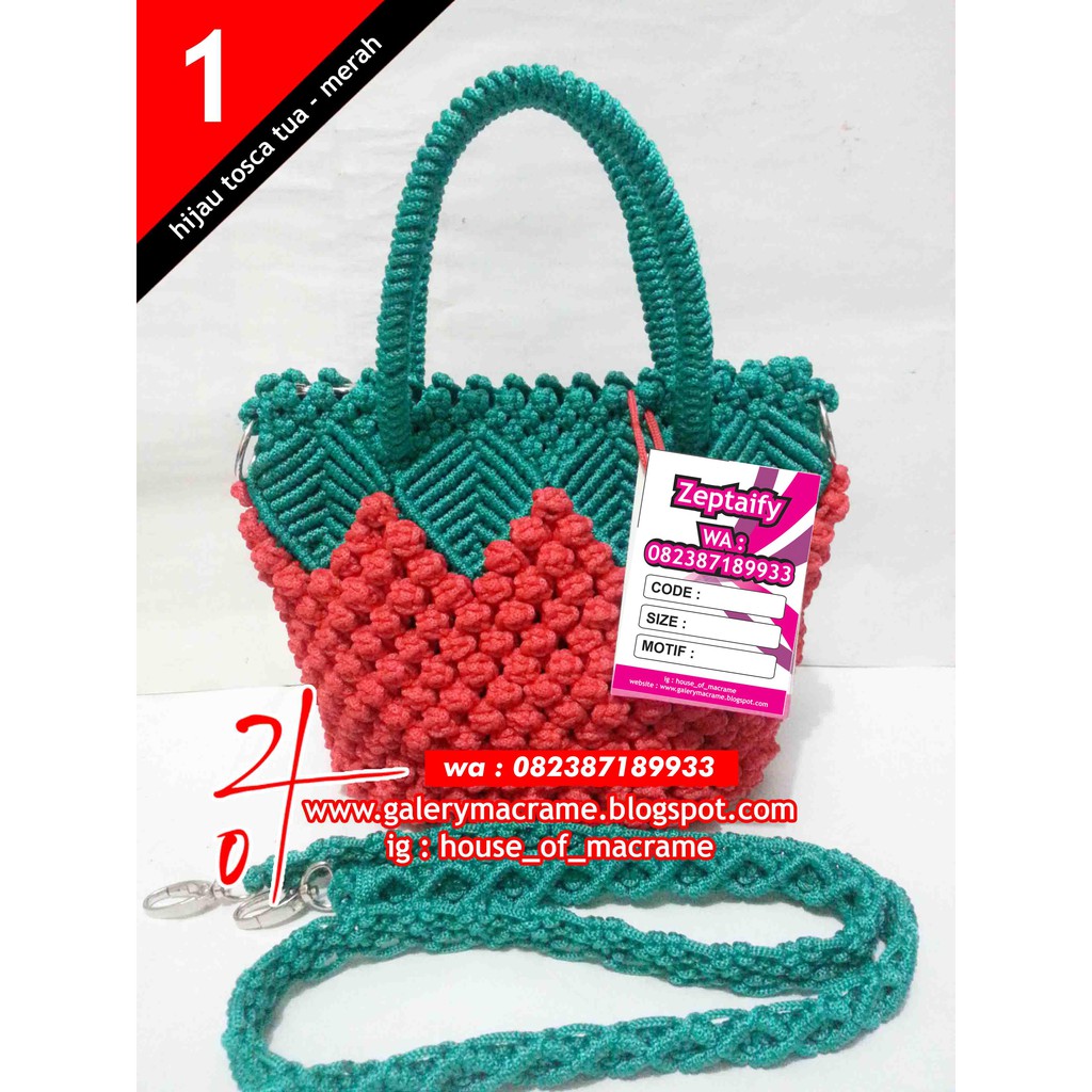 Tas Tali Kur Motif Strawbery 2 Fungsi Tali Jinjing Dan Sling Bag