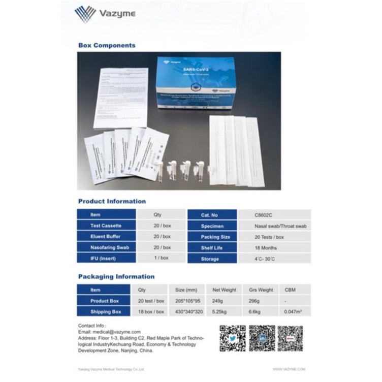 Premium Swab Antigen Vazyme 1Box 20 Pcs Original Kemenkes