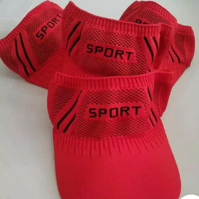 Topi rajut SPORT senam golf sepeda gaya pantai zumba chane aerobik merah hitam putih anti matahari