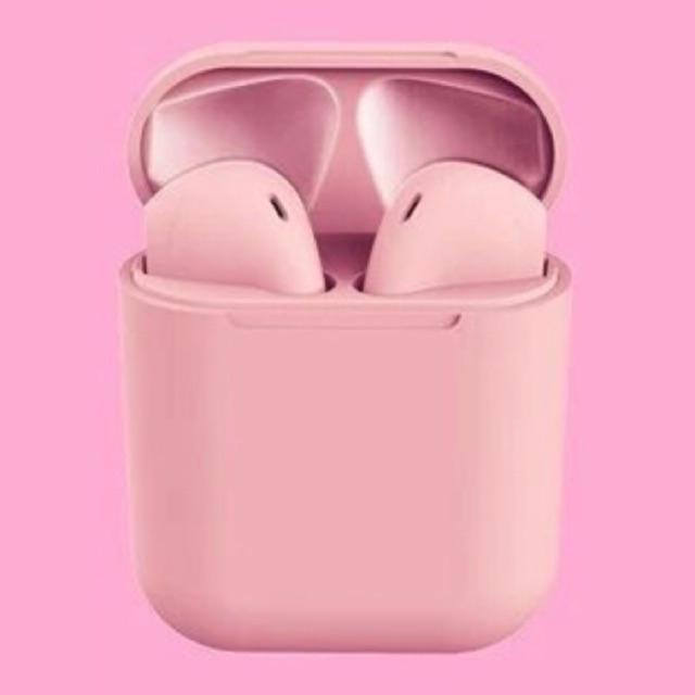 Inpods 12 Headset Bluetooth 5.0 Wireless Earphones Inpods12 Macaron Can Rename-Pink