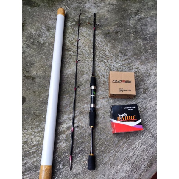 Joran Pancing Kujiro Fiber Solid dan Reel Atom Murah - Paket Set Joran Kolam & Casting
