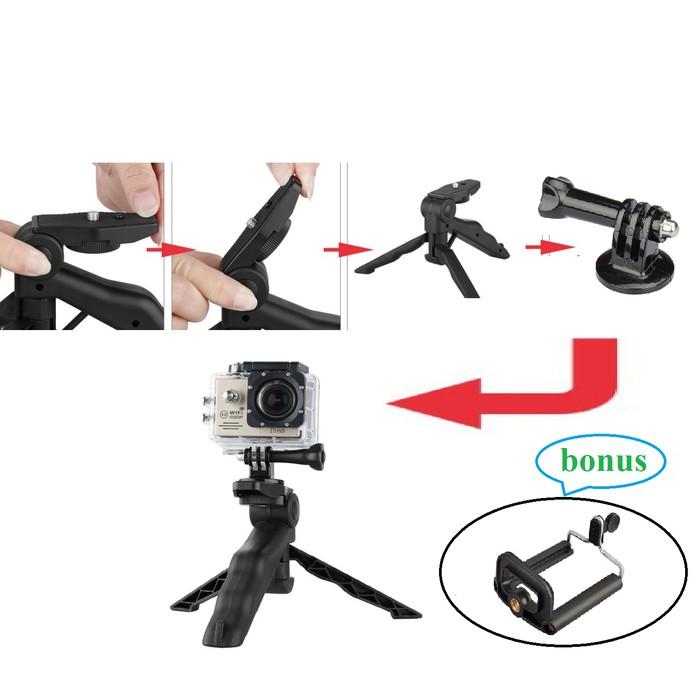 Tripod Tangan/ Tripod Mini Genggam For DSLR, GoPro, HP Free Holder U
