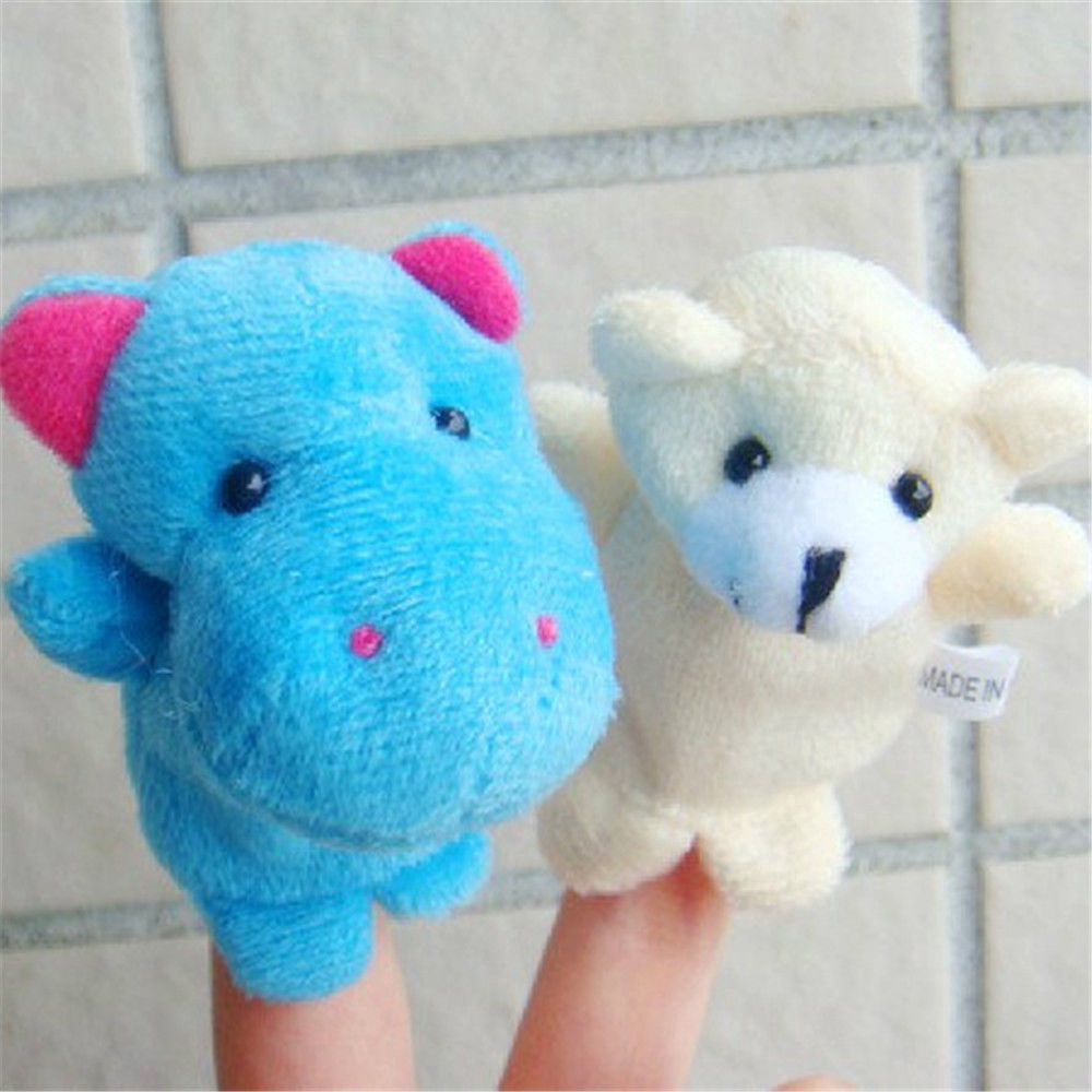 10Pcs / Pack Boneka Puppet Jari Bentuk Binatang Bahan Plush untuk Edukasi