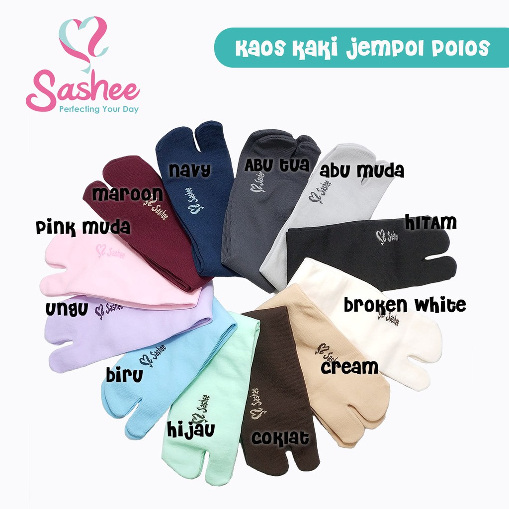 Original Sashee Socks Polos Jempol Dewasa Kaos Kaki Muslimah