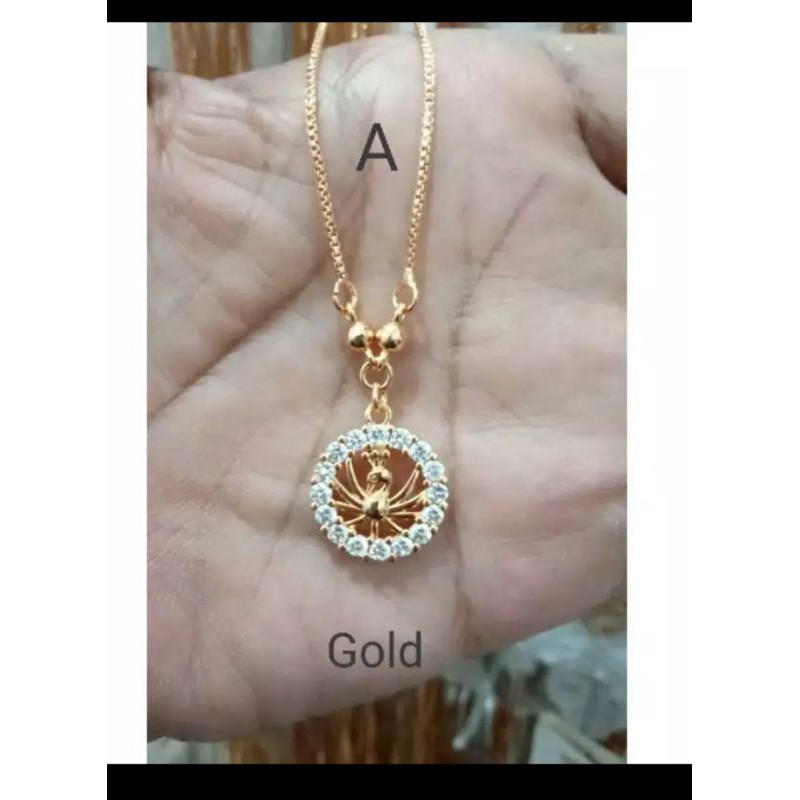 RAL55. Kalung xuping wanita lapis emas dgn mata zircon 45 cm