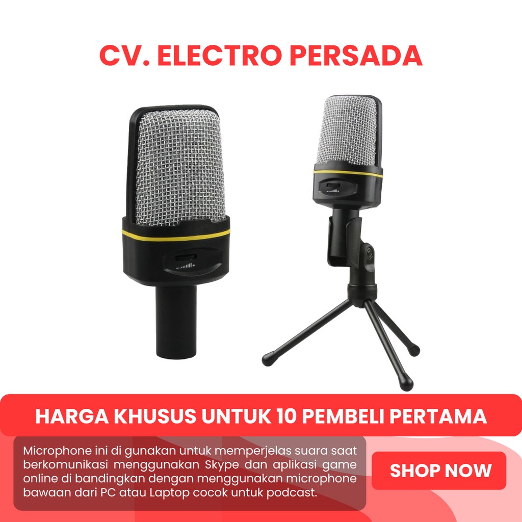 MIcrophone Microfon Micropon Condenser Kondenser Perekam Suara Youtuber Mic Podcast 3.5 mm Jack Audi