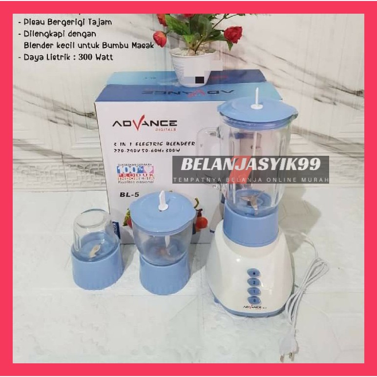 BLENDER ADVANCE BL-5  BAHAN KACA 3IN1 / BLENDER LISTRIK ADVANCE BL 5 BAHAN KACA 3 IN 1