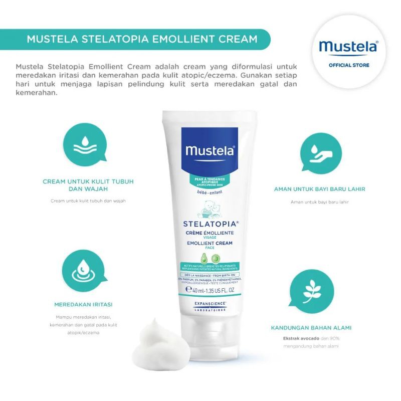 Mustela Stelatopia Emollient Face Cream 40 ml