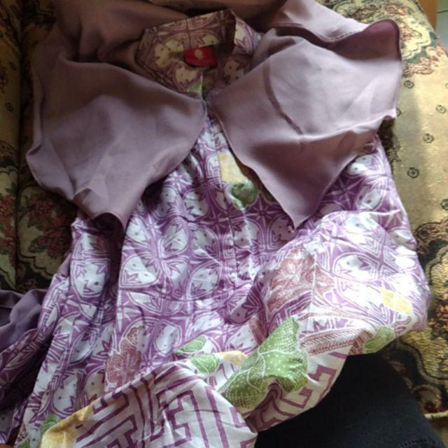 Couple Dress Kemeja Batik Ungu Soft Lilac Baju Batik Kakak Adik Unik Bagus Model Lucu Bahan Katun
