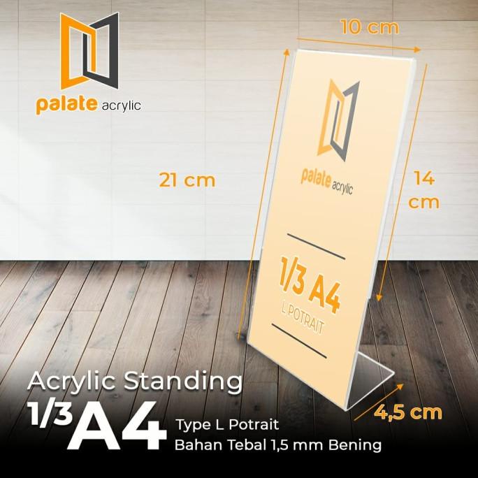 

AKRILIK TENT HOLDER 1/3 A4 / TEMPAT BROSUR / DISPLAY / L PORTRAIT 1.5M