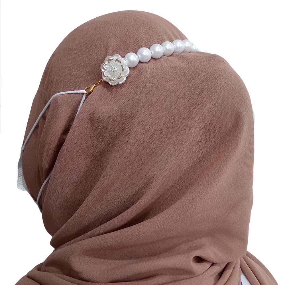 Konektor Masker Hijab Bunga Mix Gold &amp; mutiara / kalung masker