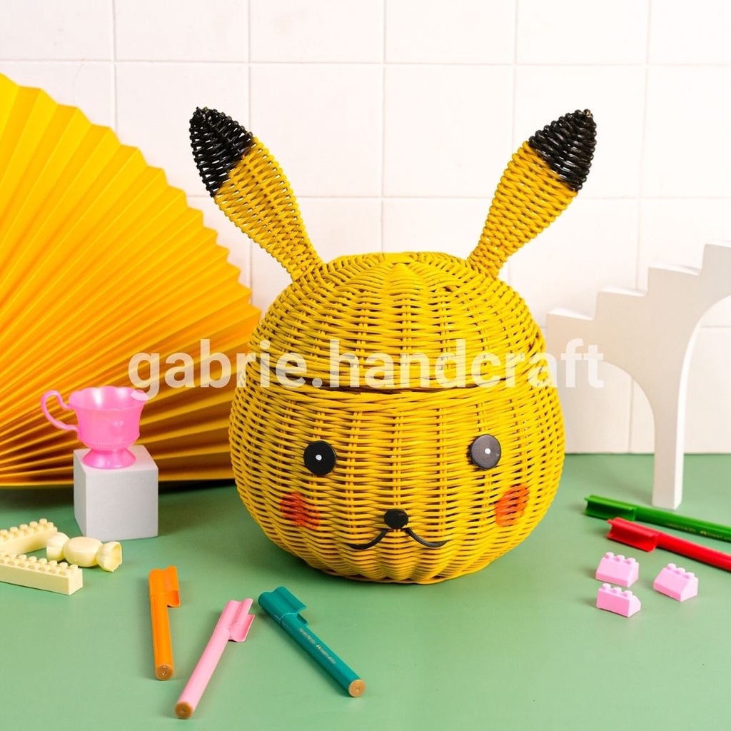 ROTAN PIKACHU -TEMPAT HADIAH ULANG TAHUN/STORAGE BOX/DEKOR KAMAR ANAK