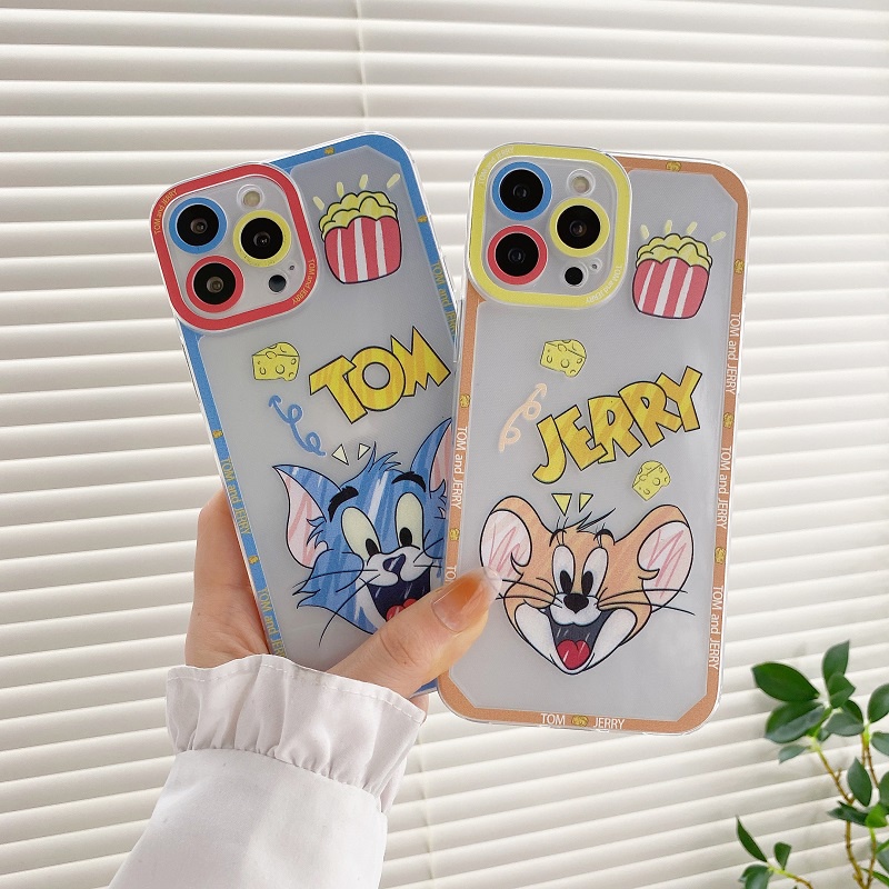 Soft case Transparan Motif Kartun Kucing Dan Tikus Untuk iPhone 11 12 13 Pro MAX X XR XS MAX 7 8 Plus