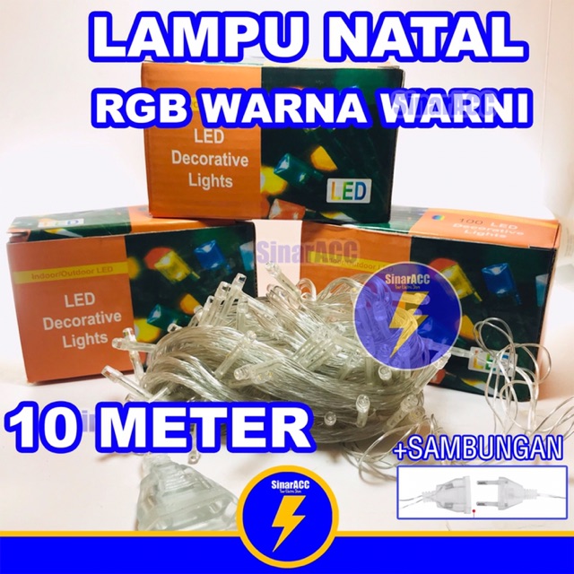 Lampu hias / natal / tumblr RGB 10M 100 led + sambungan warna warni twinkle light tumbler lampu 17an