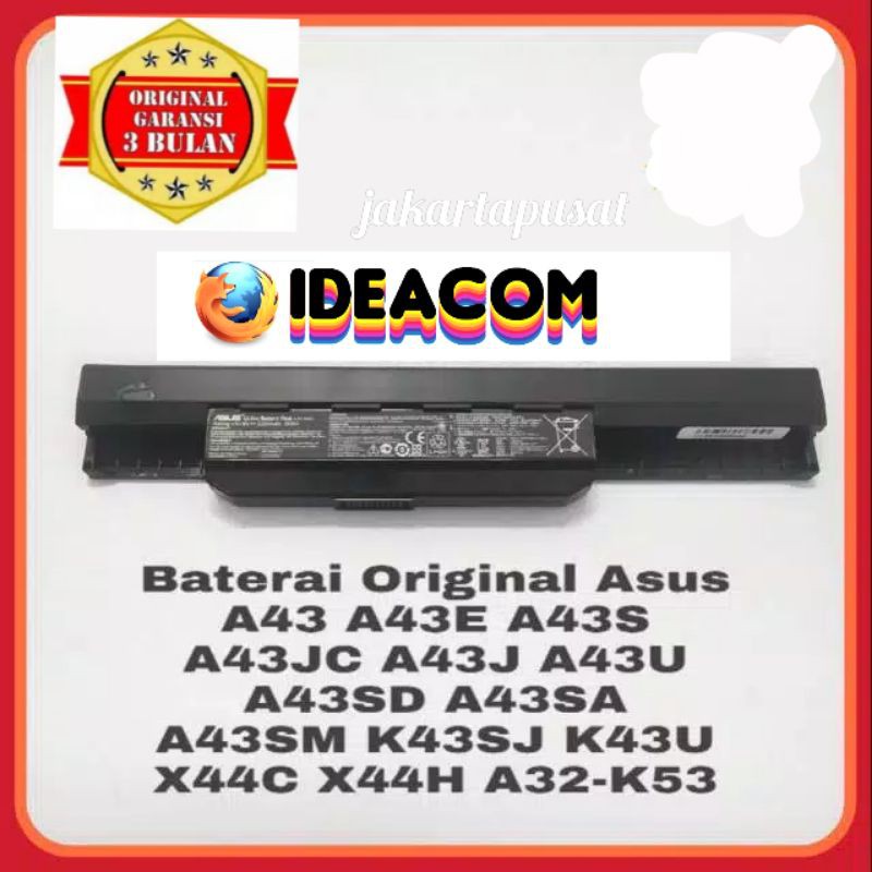ORIGINAL BATERAI LAPTOP ASUS ORIGINAL GRNS 6 bln Baterai Battery ASUS A43 A43E A43U A43S A53 K43