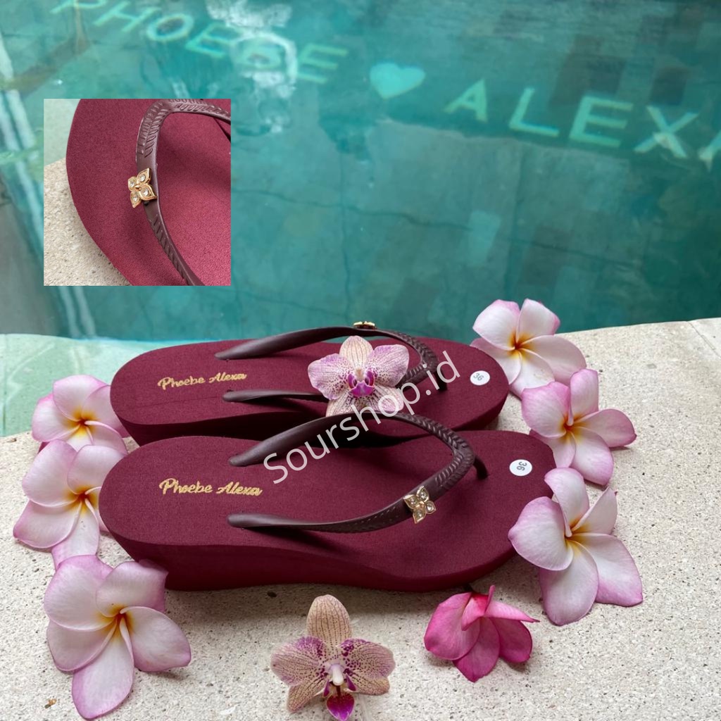 Sandal Jepit Wanita Wedges Cantik Hak 5,8 cm Bros PHOEBE ALEXA