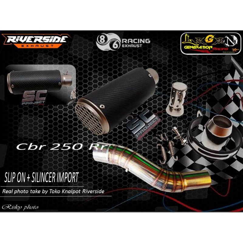 Original Import Taiwan Sc project Cr-t Carbon Jaring Plus Slip On Ninia 250 fi Ninja Karbu Ninja mon