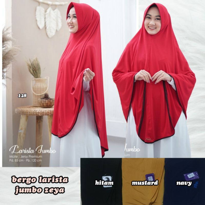 Bergo Larista Jumbo Original by Zeya Hijab / Bergo Jumbo List Jersey Premium