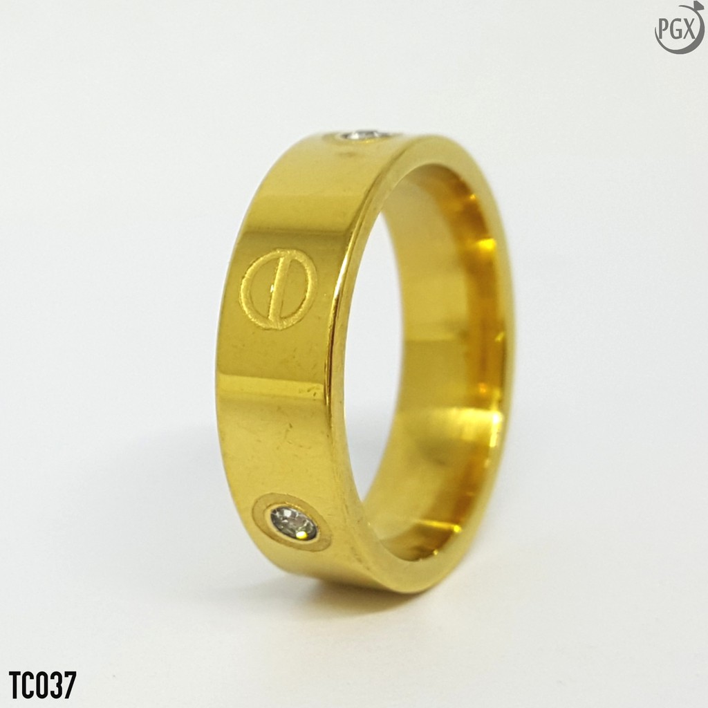 PGX Cincin Titanium Couple Silver Aksesoris Fashion Perhiasan Anti Karat - TC006