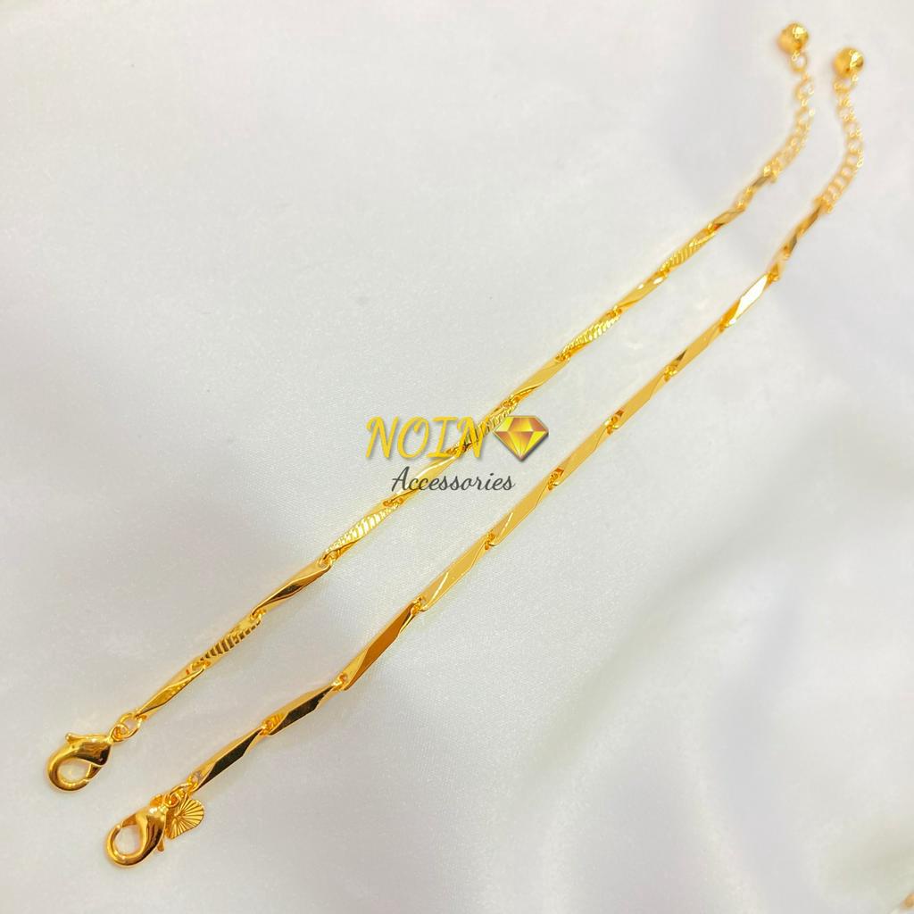 Gelang Tangan Model Balok Lapis Emas Aksesoris Fashion