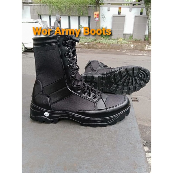 Sepatu PDL TNI POLRI 2022 MODEL BOA JARING KULIT SAPI FULL UP  by Wor Army Boots