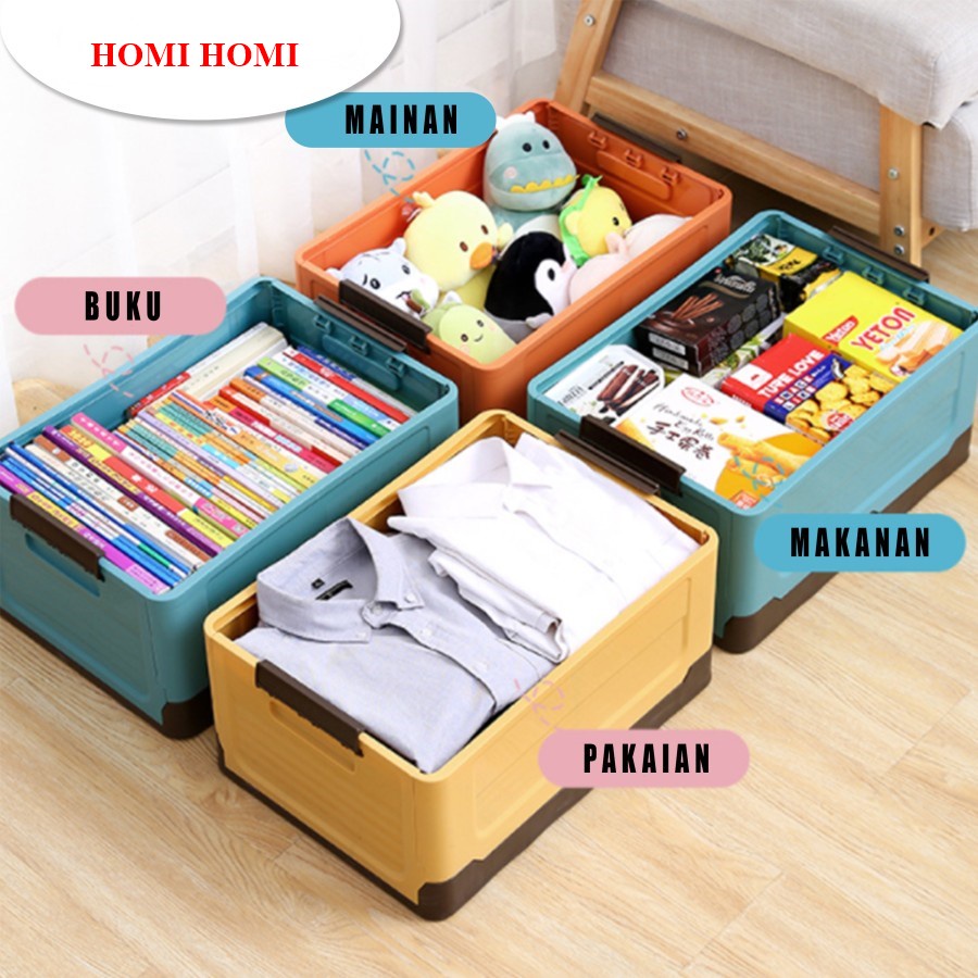 HomiHomi Kotak Penyimpanan Baju Plastik Box Container Lipat Serbaguna Portable Box Container Organizer BC001