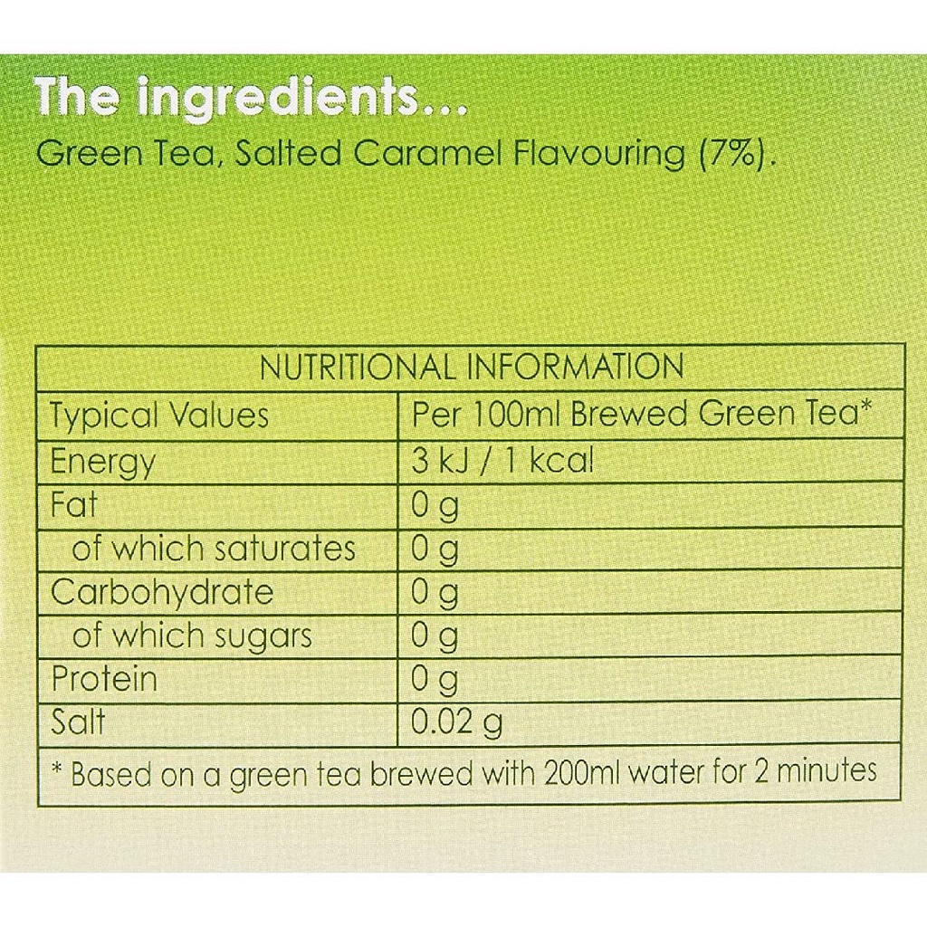 Twinings Salted Caramel Green Tea All Natural Ingredients 20s x 2g