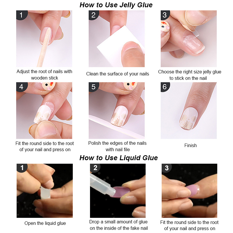 F033 ~ F048 24pcs / Kotak Kuku Palsu Full Cover Panjang Untuk Nail Art