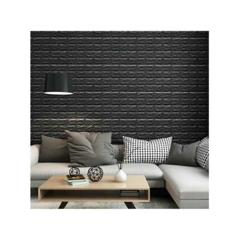 wallpaper 3D Foam Modern wallpaper timbul Wallfoam dinding Batu Bata Brickfoam tebal ukuran 38 x 70cm WHFURNITURE-HITAM