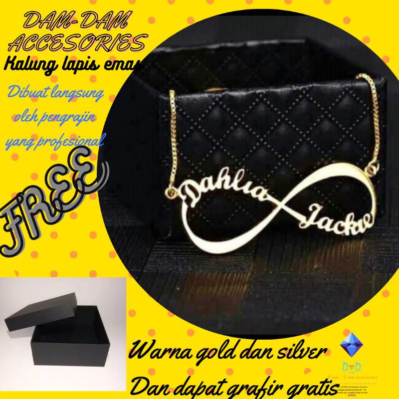 MURAH LEBAY  KALUNG NAMA GOLD OR SILVER TITANIUM FASHION WANITA  INISIAL LAPIS EMAS ASLI anti karat