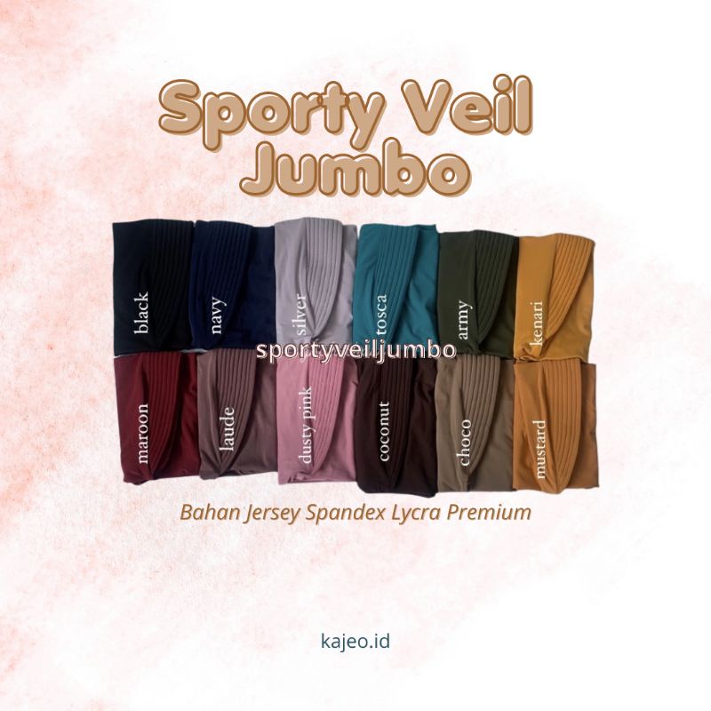SPORTY VEIL JUMBO / JILBAB INSTAN MENUTUP DADA / JILBAB SPORT PREMIUM BY KAJEO.ID