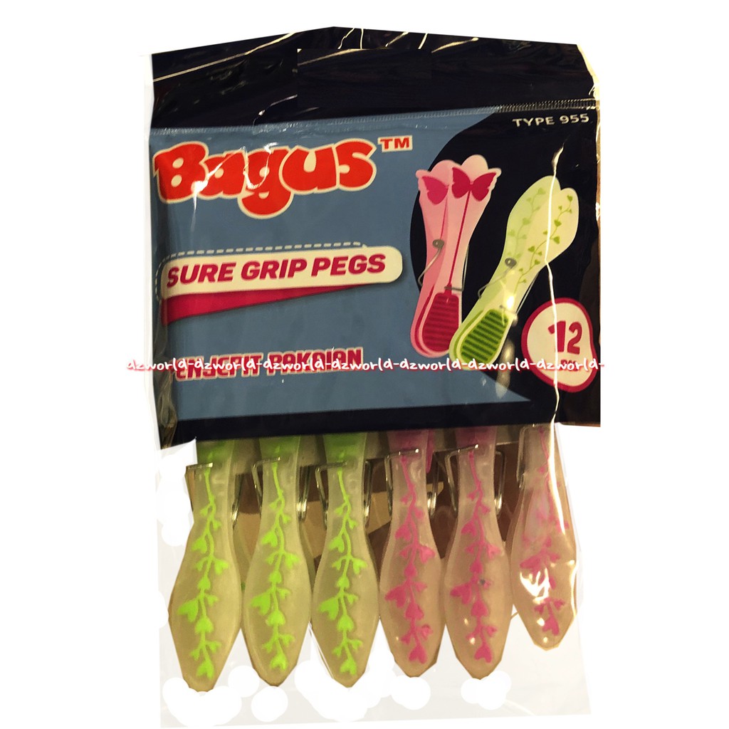 Bagus Sure Grip Pegs Penjepit Pakaian Jepitan Jemuran Baju Isi 12Pcs