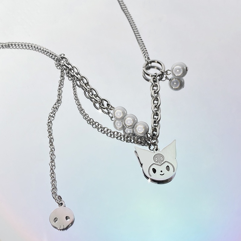 Kuromi Cat Pearl Necklace Accessories Personality Hip Hop Clavicle Chain