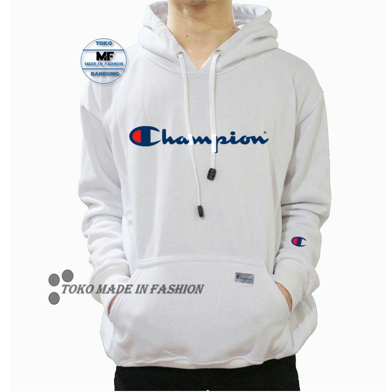 Sweater Hoodie Champion Premium Motif Tulisan Bordir Full Tag wash Original