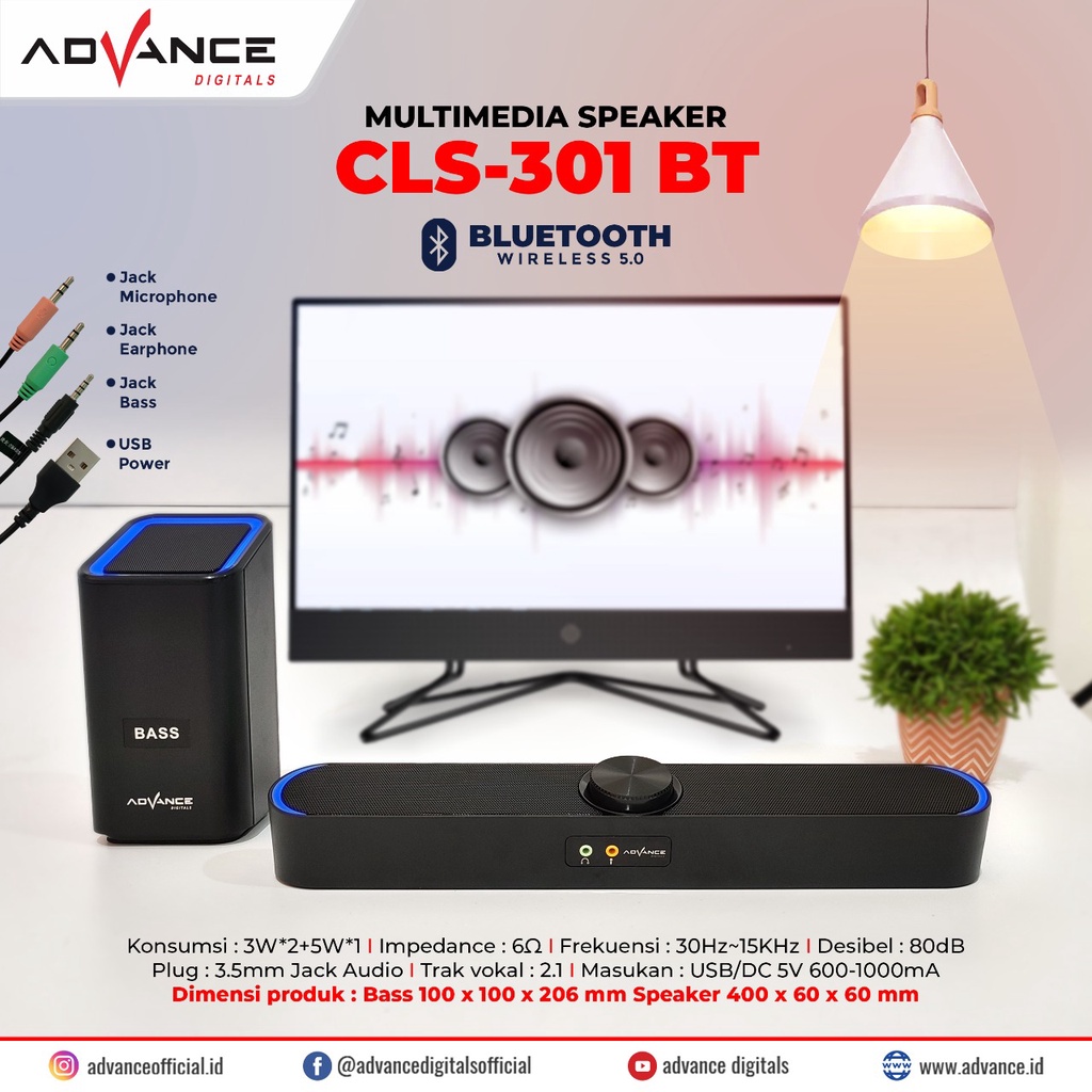 Speaker ADVANCE multimedia / Soundbar blutot dengan subwoffer CLS 301BT