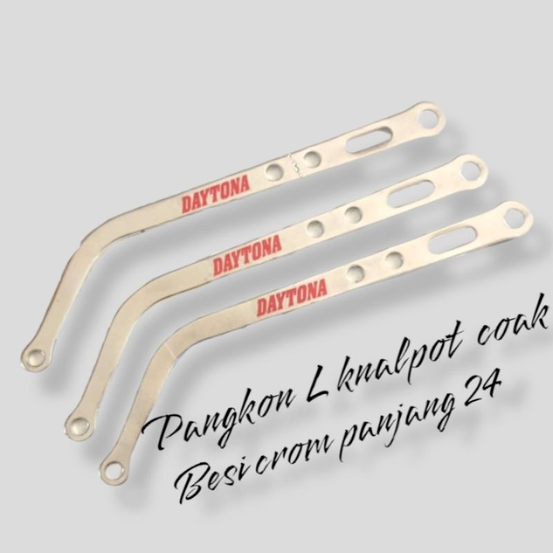 Pangkon L knalpot coak besi crom panjang 24cm/ knalpot L motif coak crom panjang 24cm