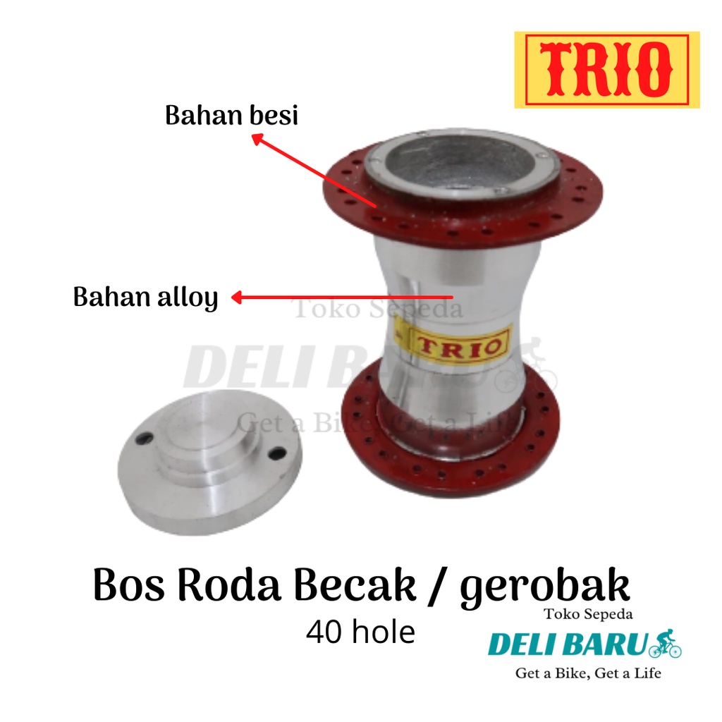 TRIO Bos becak gerobak hub samping becak terombol 40 hole harga satuan