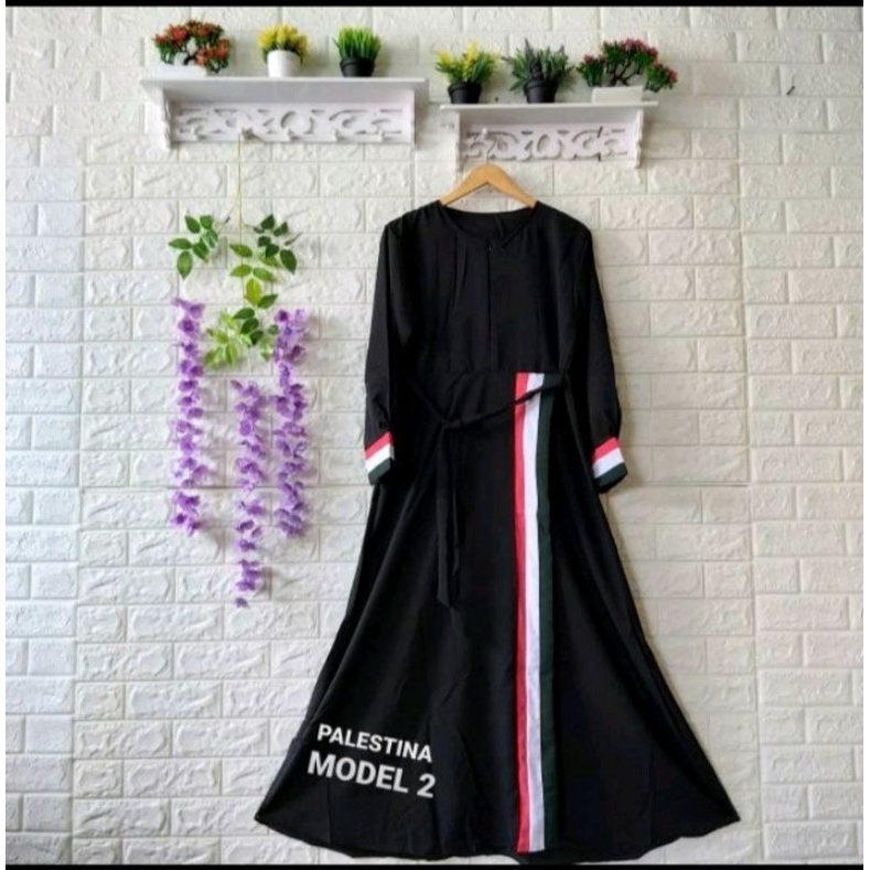 Gamis Palestina Gamis Muslim PALESTINA VERTICAL NON HIJAB Pakaian Muslim Wanita Gamis Busui