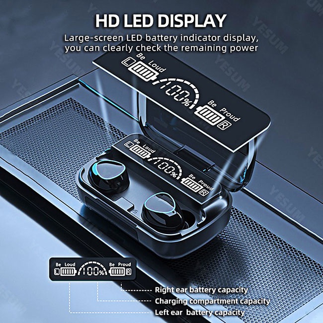 【BT016】(COD)M10 Headset Bluetooth Full Bass Stereo 3500mah Power Bank Wireless Earphone Tahan Air TWS with Mic Headphones  Handset Earbud Henset Handset Heandset Hedset Hetset
