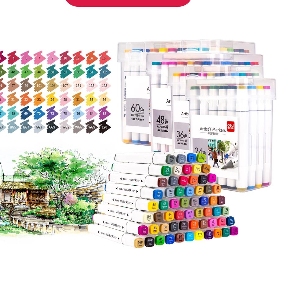 

Kekinian - Deli Spidol 24/36/48/60 Warna dengan Ujung Tip Ganda Desain Profesional 70801