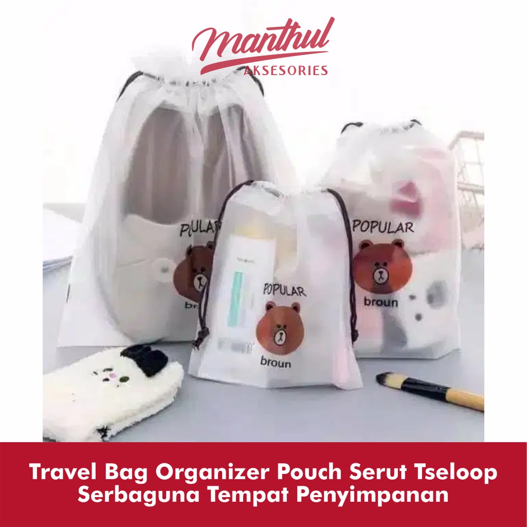 Travel Bag Organizer Pouch Serut Tseloop Serbaguna Tempat Penyimpanan