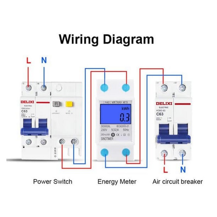 Voltmeter Ammeter Wattmeter Kwh Meter Dinrail Sinotimer 5-23A 230V AC