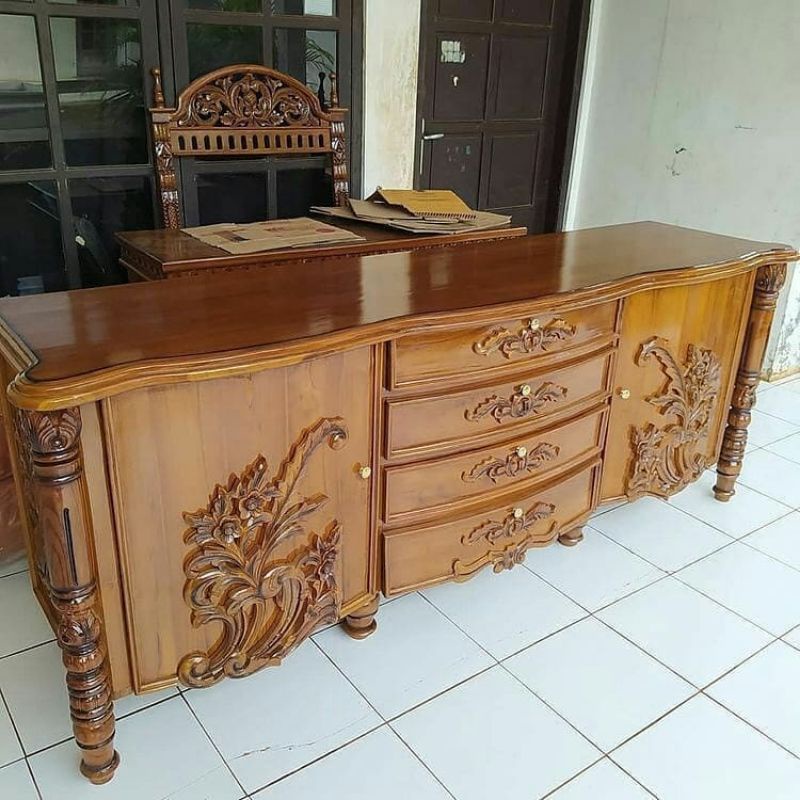 Bufet rak Meja tv minimalis jati bombay 200cm