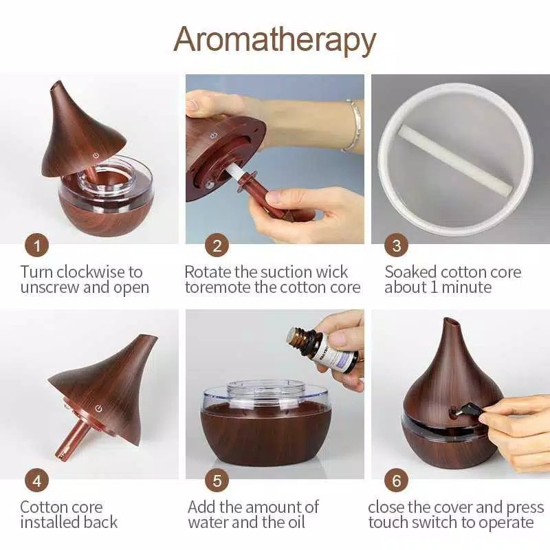 KBAYBO Ultrasonic Air Humidifier Aromatherapy Wood Grain 300mlYellow KH98 Grab Medan K-H98